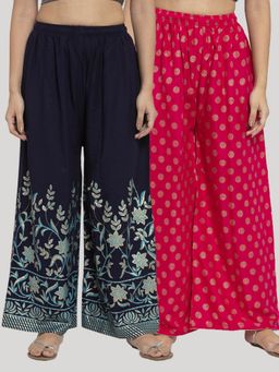 Clora Creation - Multi-Color Printed Rayon Palazzo (Pack of 2)