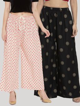 Clora Creation - Multi-Color Printed Rayon Palazzo (Pack of 2)