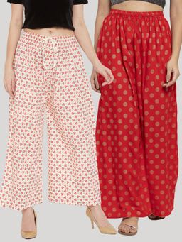 Clora Creation - Multi-Color Printed Rayon Palazzo (Pack of 2)