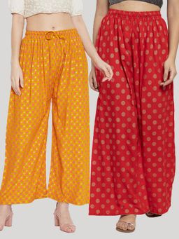 Clora Creation - Multi-Color Printed Rayon Palazzo (Pack of 2)