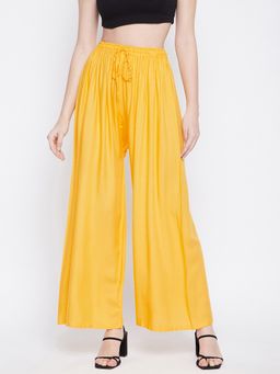 Clora Creation - Yellow Rayon Solid Palazzo