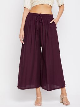 Clora Creation - Wine Solid Rayon Palazzo