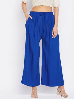 Clora Creation - Blue Solid Rayon Palazzo