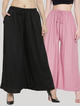 Clora Creation - Multi-Color Solid Rayon Palazzo (Pack of 2)