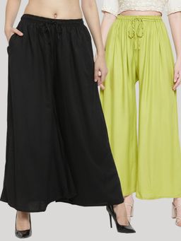Clora Creation - Multi-Color Solid Rayon Palazzo (Pack of 2)