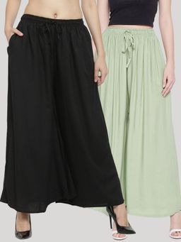 Clora Creation - Multi-Color Solid Rayon Palazzo (Pack of 2)