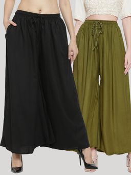 Clora Creation - Multi-Color Solid Rayon Palazzo (Pack of 2)