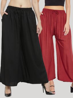 Clora Creation - Multi-Color Solid Rayon Palazzo (Pack of 2)