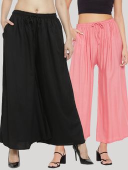 Clora Creation - Multi-Color Solid Rayon Palazzo (Pack of 2)