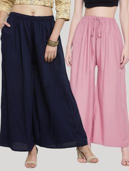 Clora Creation - Multi-Color Solid Rayon Palazzo (Pack of 2)