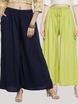 Clora Creation - Multi-Color Solid Rayon Palazzo (Pack of 2)