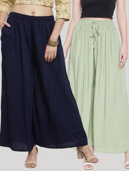 Clora Creation - Multi-Color Solid Rayon Palazzo (Pack of 2)