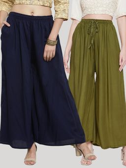 Clora Creation - Multi-Color Solid Rayon Palazzo (Pack of 2)