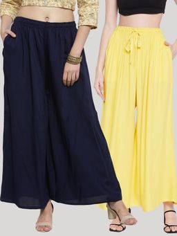 Clora Creation - Multi-Color Solid Rayon Palazzo (Pack of 2)