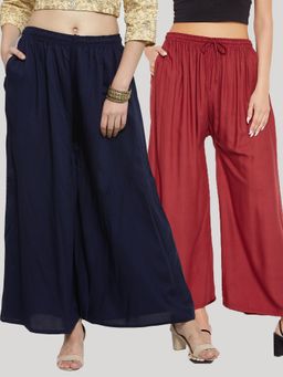 Clora Creation - Multi-Color Solid Rayon Palazzo (Pack of 2)