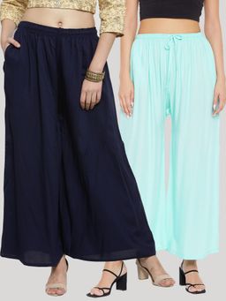 Clora Creation - Multi-Color Solid Rayon Palazzo (Pack of 2)