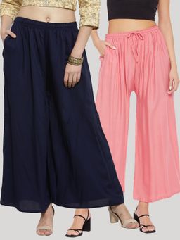 Clora Creation - Multi-Color Solid Rayon Palazzo (Pack of 2)