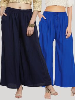 Clora Creation - Multi-Color Solid Rayon Palazzo (Pack of 2)