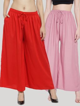 Clora Creation - Multi-Color Solid Rayon Palazzo (Pack of 2)