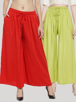 Clora Creation - Multi-Color Solid Rayon Palazzo (Pack of 2)