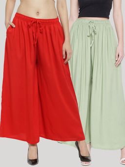 Clora Creation - Multi-Color Solid Rayon Palazzo (Pack of 2)