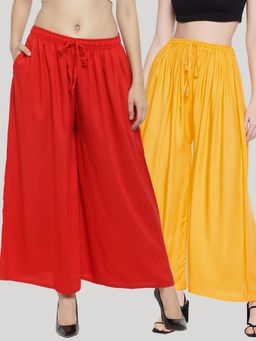 Clora Creation - Multi-Color Solid Rayon Palazzo (Pack of 2)
