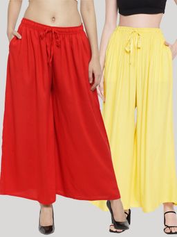 Clora Creation - Multi-Color Solid Rayon Palazzo (Pack of 2)