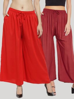 Clora Creation - Multi-Color Solid Rayon Palazzo (Pack of 2)
