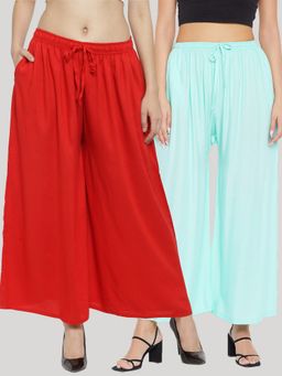 Clora Creation - Multi-Color Solid Rayon Palazzo (Pack of 2)