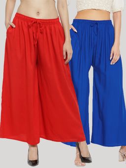 Clora Creation - Multi-Color Solid Rayon Palazzo (Pack of 2)