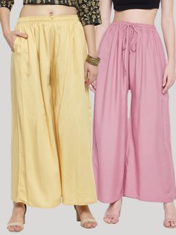 Clora Creation - Multi-Color Solid Rayon Palazzo (Pack of 2)