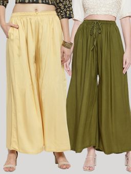 Clora Creation - Multi-Color Solid Rayon Palazzo (Pack of 2)