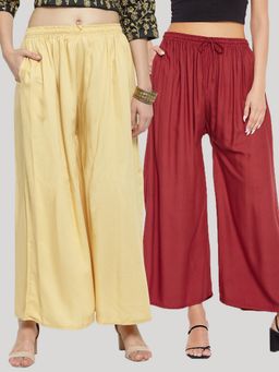 Clora Creation - Multi-Color Solid Rayon Palazzo (Pack of 2)