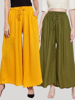 Clora Creation - Multi-Color Solid Rayon Palazzo (Pack of 2)