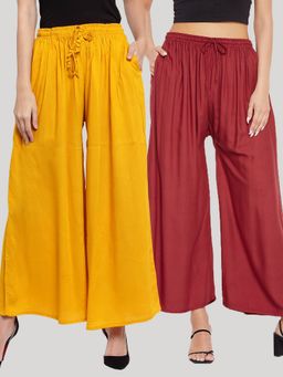Clora Creation - Multi-Color Solid Rayon Palazzo (Pack of 2)