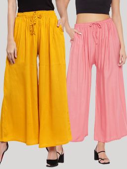 Clora Creation - Multi-Color Solid Rayon Palazzo (Pack of 2)