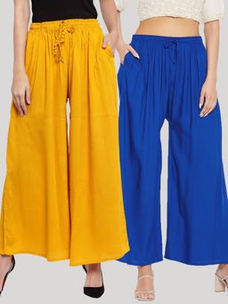 Clora Creation - Multi-Color Solid Rayon Palazzo (Pack of 2)