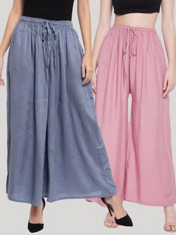 Clora Creation - Multi-Color Solid Rayon Palazzo (Pack of 2)
