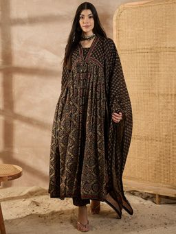 CHETI - Black Pure Cotton Printed Kurta with Pant and Dupatta