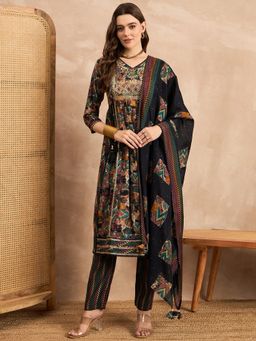 CHETI - Multi-Color Chanderi Silk Embroidered Kurta with Pant and Dupatta