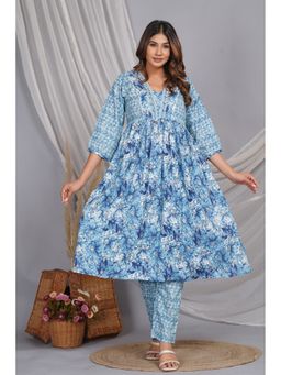 Meeranshi - Blue Cotton Printed Kurta with Pant