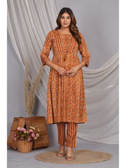 Meeranshi - Mustard Cotton Printed Kurta with Pant