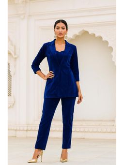 SHADES OF FAASHION - Blue Velvet Co-Ord Set