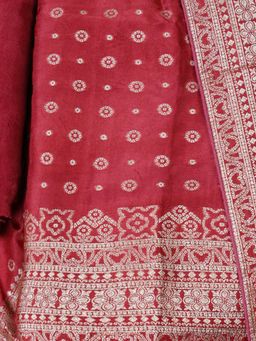 MEENA BAZAAR - Woven Art Silk Pink Unstitched Kurta with Pant and Dupatta
