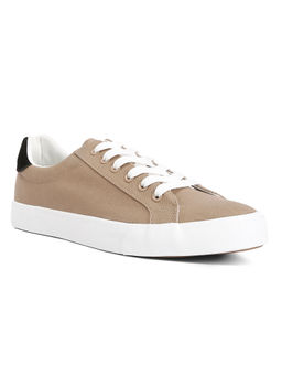 London Rag - Color Block Casual Canvas Sneakers-Khaki