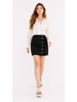 Tripursundari Fashion - Women's Black Denim Side Mini Skirt