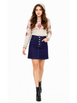 Tripursundari Fashion - Women's Solid Navy Blue Denim Mini Skirt