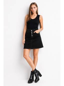 Tripursundari Fashion - Women's Solid Black Denim Mini Skirt