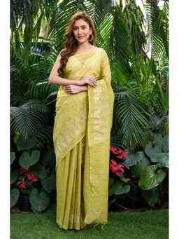Beatitude - Yellow Kota Handwoven Banswara Silk Saree with Unstitched Blouse