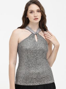 RAREISM - Womens Aviv Metallic Grey Top